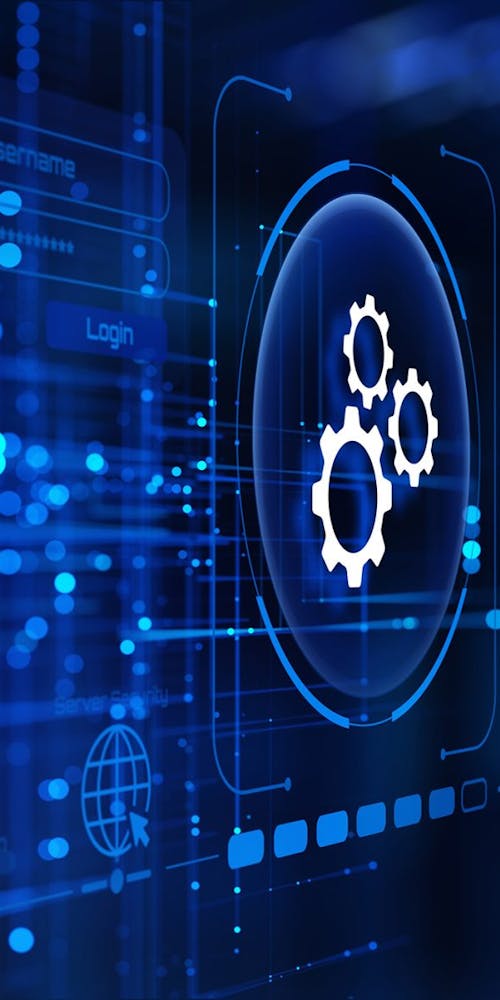 Automation and integration with VOSS - Hand touching Automation icon on digital interface