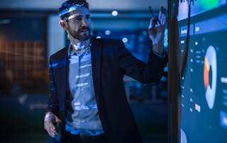Conference Business Meeting Presentation: CEO Businessman Shows Data to Group of Investors. Used in 'Stop Accepting the Status Quo in Your Digital Workplace' blog