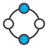 Business integration icon - circle with four nodes