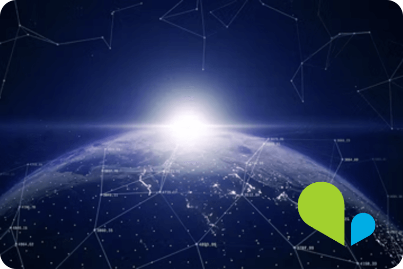 VOSS Discover - get a comprehensive understanding of your UC stack before embarking on a migration journey. Image showing a network over earth