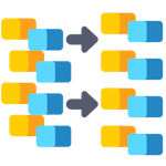 Integration and compatibility colour icon