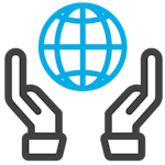 Hands supporting world - Global support Governance icon