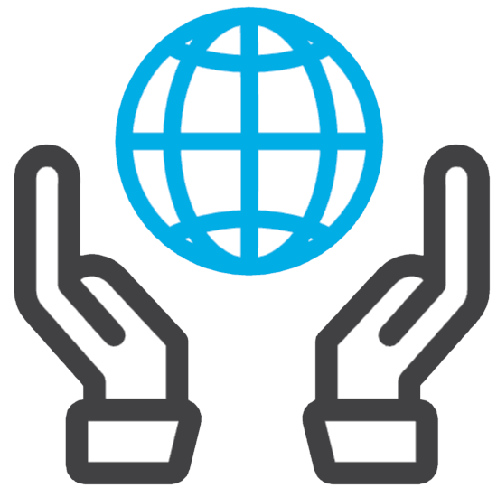 Hands supporting world - Global support Governance icon