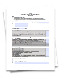 PAIA - Form 3: Outcome of Request and of Fees Payable