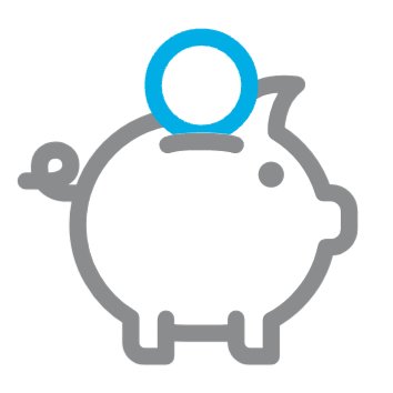 Saving icon - piggy bank with coin