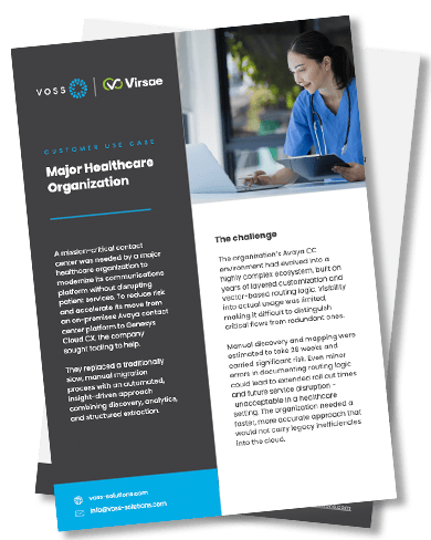 VOSS and Virsae use case for a major healthcare organization migration - brochure cover