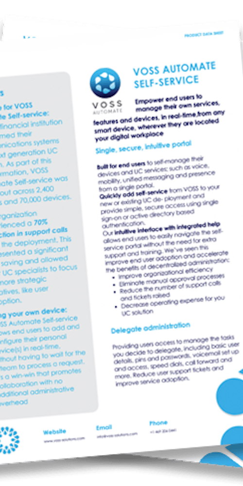 VOSS Automate Self Service solution sheet cover